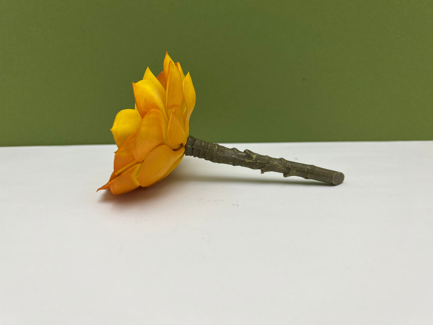 Fairy Garden Miniature Faux Echeveria Succulent Pick - Yellow/Orange