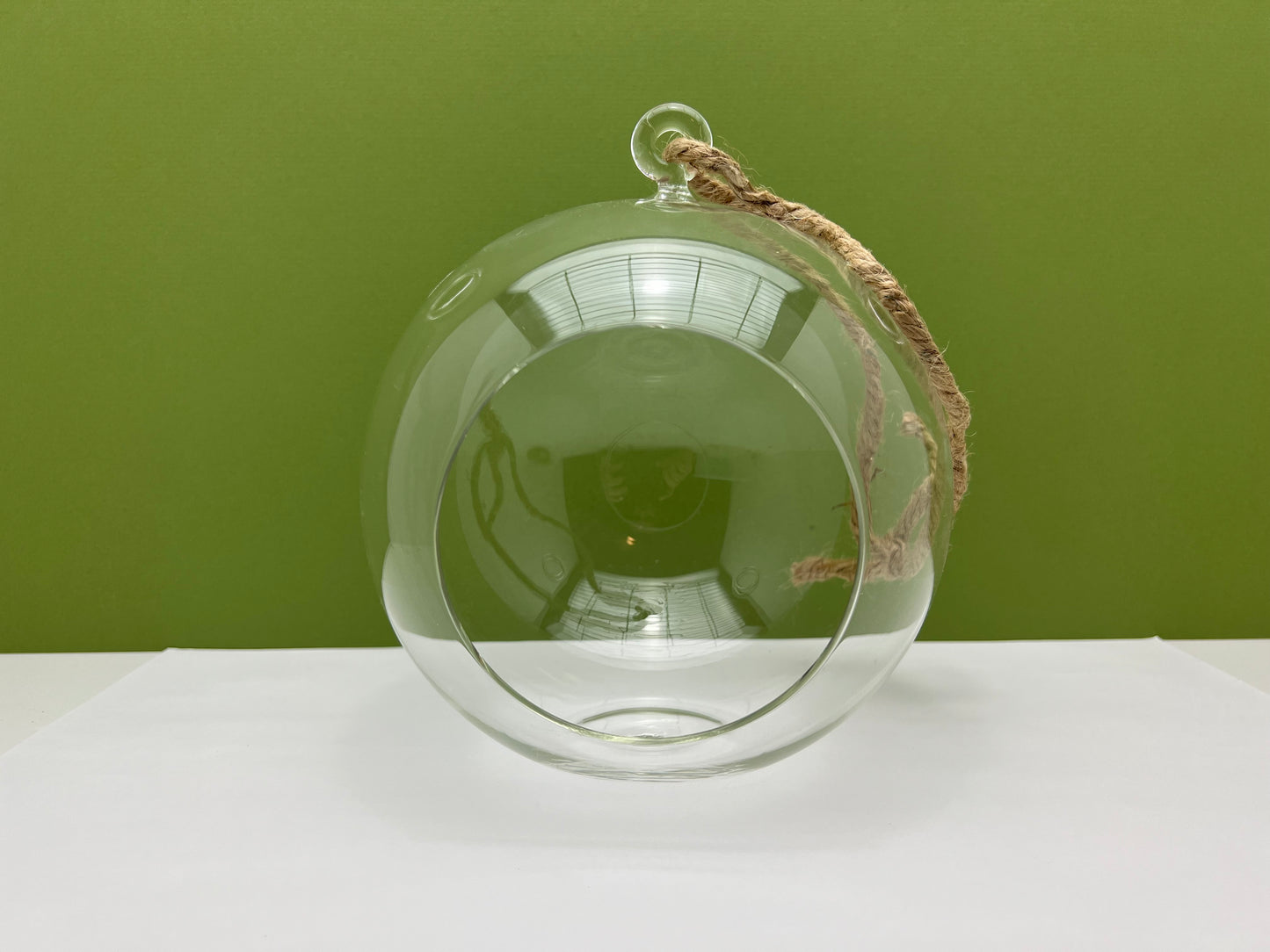 7.5 inch Glass Globe Orb with Rope Hanging Terrarium Planter