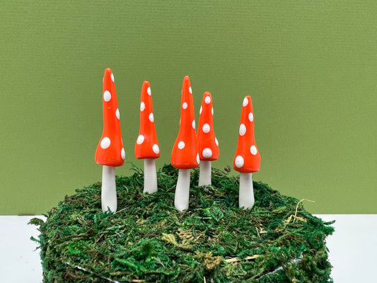 Gnome Mushroom Picks - Orange