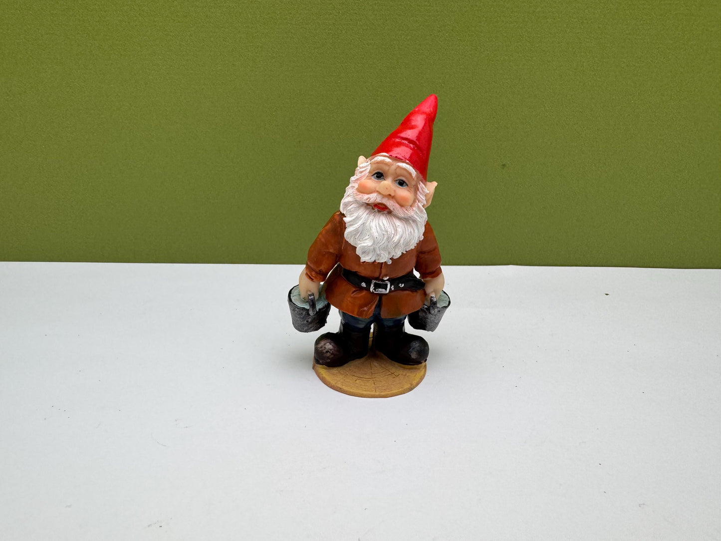 Miniature Gnome Figurine Holding Buckets