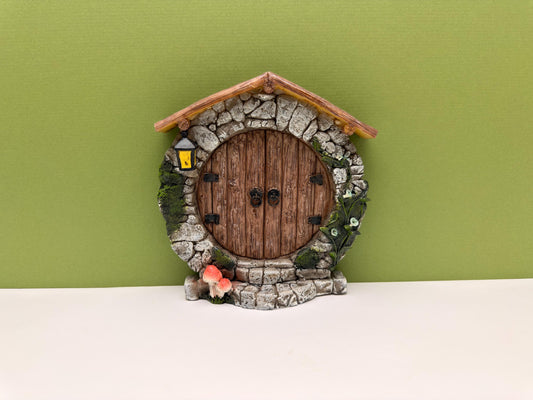 Round Door with Cobblestone Mushroom Accents