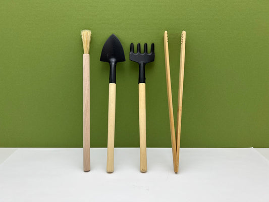 Terrarium Planting Tools with Shovel, Rake, Brush, and Tweezers - Set of 4