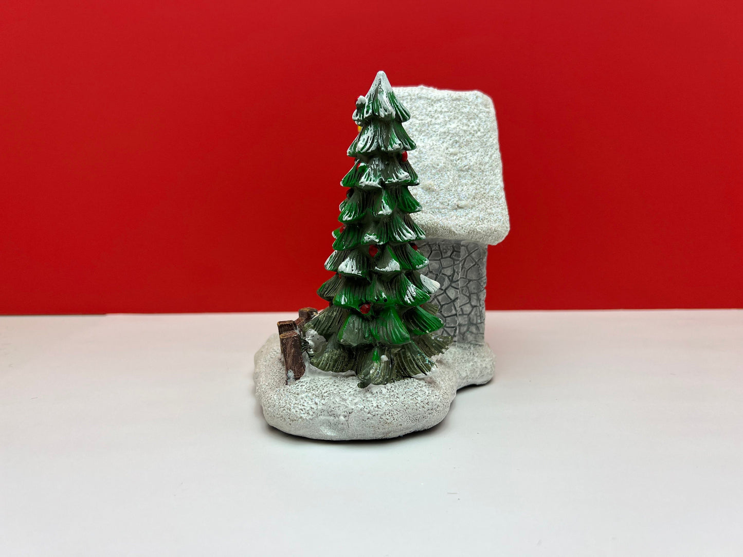 Christmas Resin LED House with Christmas Tree
